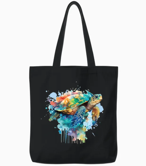 Kinder Schildkröten Kinder Wasserschildkröte Ozean Meer Schildkröte Tote Bags in Black
