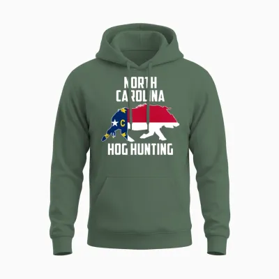 North Carolina Hog Hunting Pig Wild Boars Boar Hun Unisex Hoodie - Military Green