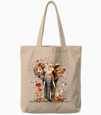Elefant Schmetterling Abstrakt Natur Tier Kunst Elefant Tote Bags - Natural