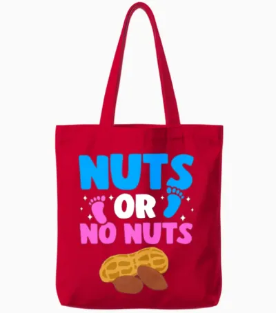 Funny Gender Reveal Nuts or No Nuts Baby Party Tote Bags - Red