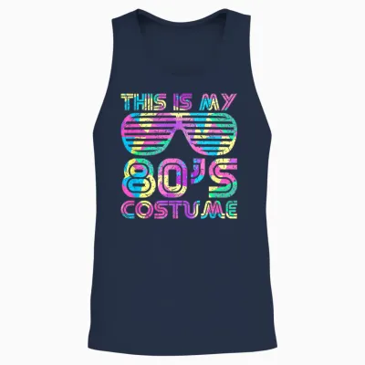 This Is My 80s Costume Groovy Retro Halloween Costume 80s T-Shirt, Black, S Unisex Tank Top - Navy