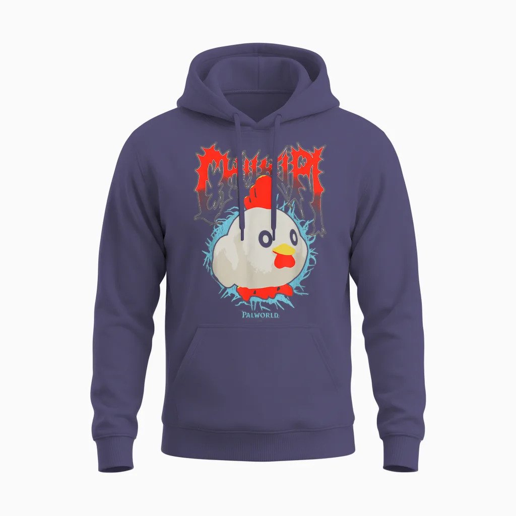 Palworld Chikipi Heavy Metal Character Portrait Video Game Unisex Hoodie in Heather Sport Dark Navy