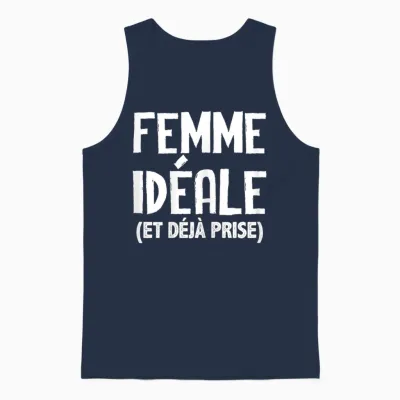 A Woman Ideal Valentine's Day Couple Love Man Gift T-Shirt, Black Unisex Tank Top - Navy