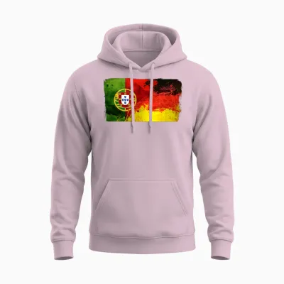 Portugal Deutschland Fusion Fußball Sport Wettkampf Freunde Unisex Hoodie - Light Pink