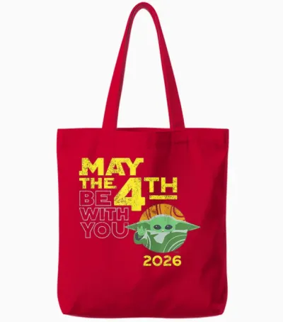 Star Wars the Mandalorian Grogu May the 4th Be with You 2026 Tote Bags - Red