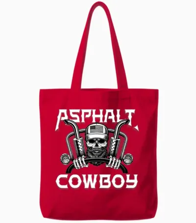 Mens Asphalt Cowboy Funny Truck Driver Trucker Tote Bags - Red