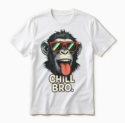 Chill Bro Cooler Affe Mit Sonnenbrille Lustiger Spruch Gamer Unisex T-Shirt - White