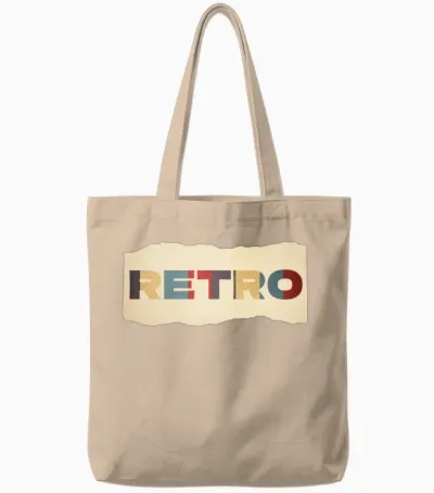 Retro Colorblock Letters Tote Bags - Natural