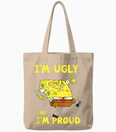 Mademark X Spongebob Squarepants - I'm Ugly and I'm Proud Spongebob Tote Bags - Natural