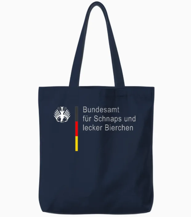 German Federal Office for Schnapps and Delicious Beer (fun) Tote Bags in Navy