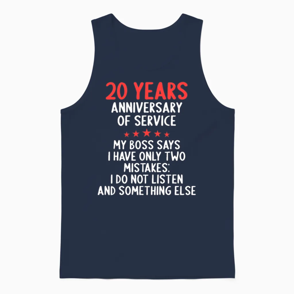 20 Year in Service 20 Year Anniversary Od Service Unisex Tank Top in Navy