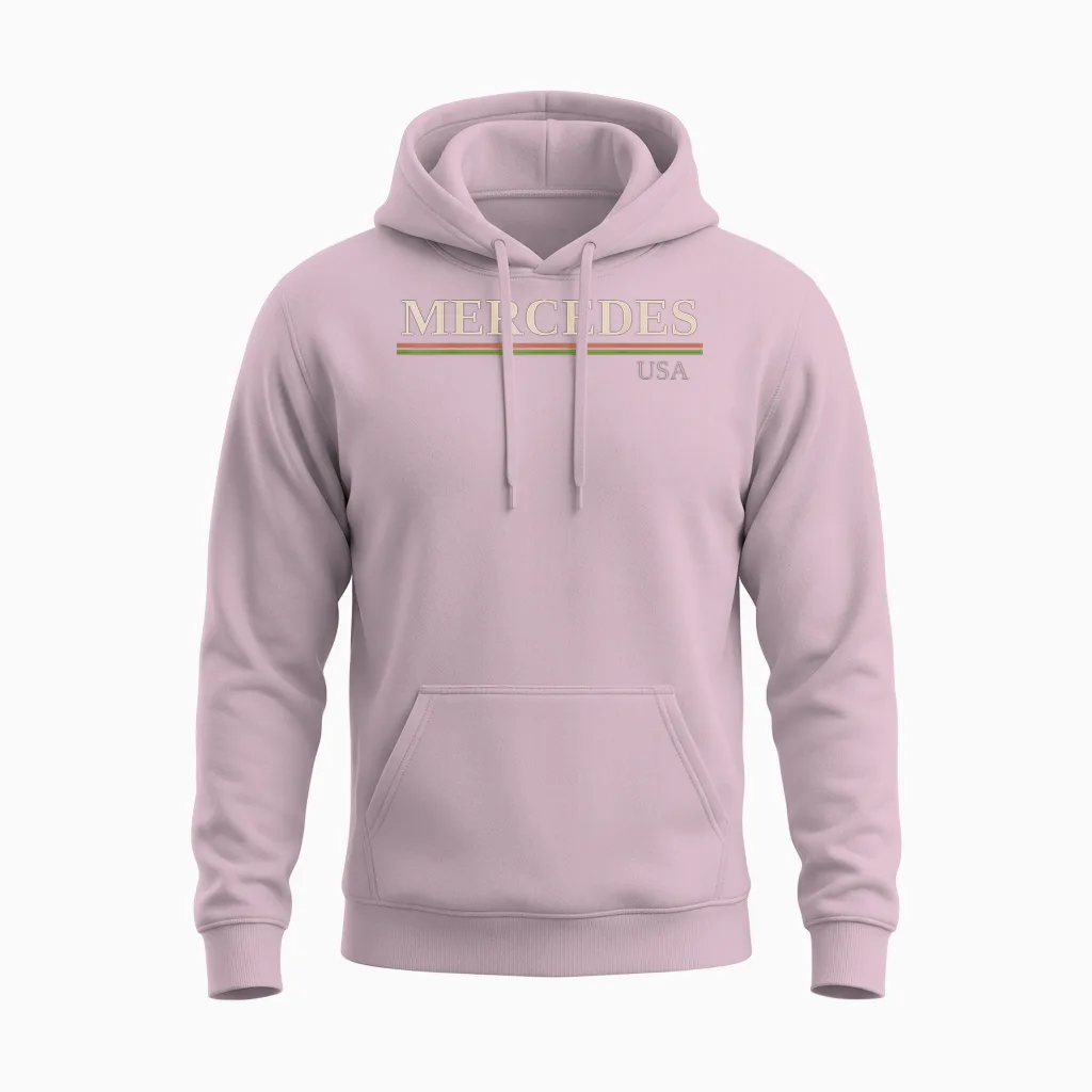 Mercedes United States T-Shirt, Black, S Unisex Hoodie in Light Pink