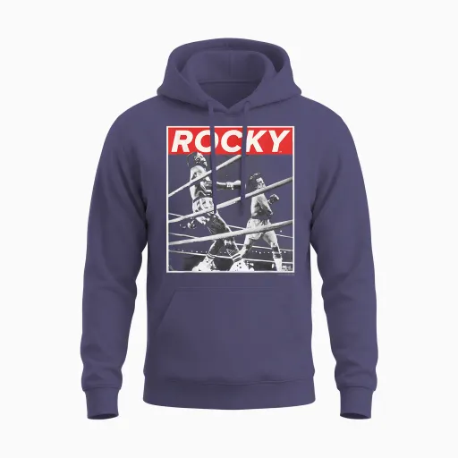 Rocky Savage Punch Apollo Creed Fight Vintage Panel T-Shirt, Black, S Unisex Hoodie - Heather Sport Dark Navy