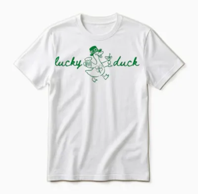 St Patrick's Lucky Duck Saint Paddy's Day Irish Beer Martini Unisex T-Shirt - White