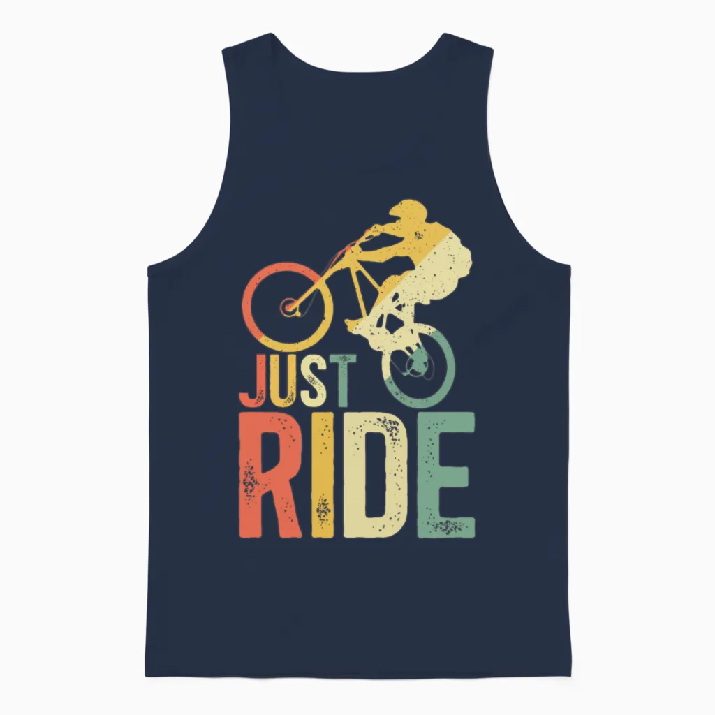 Mountain Biking Just Ride Unisex Tank Top in Navy