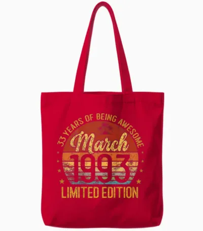 à L'arrière - Rétro - Vintage - Mars 1993-33 Ans Tote Bags - Red
