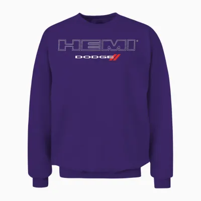 Dodge Hemi Light Wordmark Logo T-Shirt - Black, Small, Unisex, Short Sleeve, Classic Fit, Cotton Blend, Casual Modern, Automotive Theme Unisex Sweatshirt - Purple