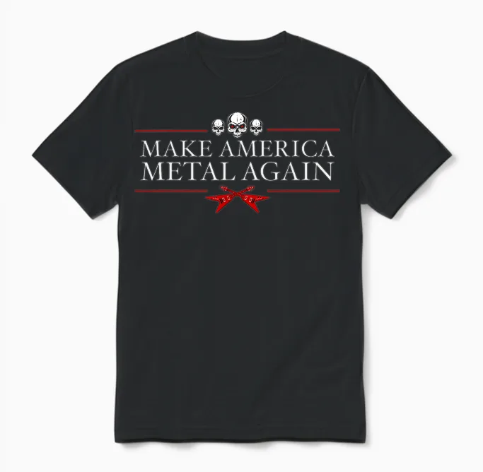 Make America Metal Again Trump Rock Heavy Music Thrash Gift T-Shirt Small Unisex T-Shirt in Black