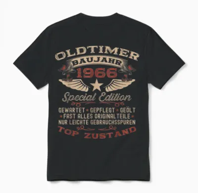 58th Birthday Gift Vintage 1966 Vintage Funny T-Shirt, Black Unisex T-Shirt - Black
