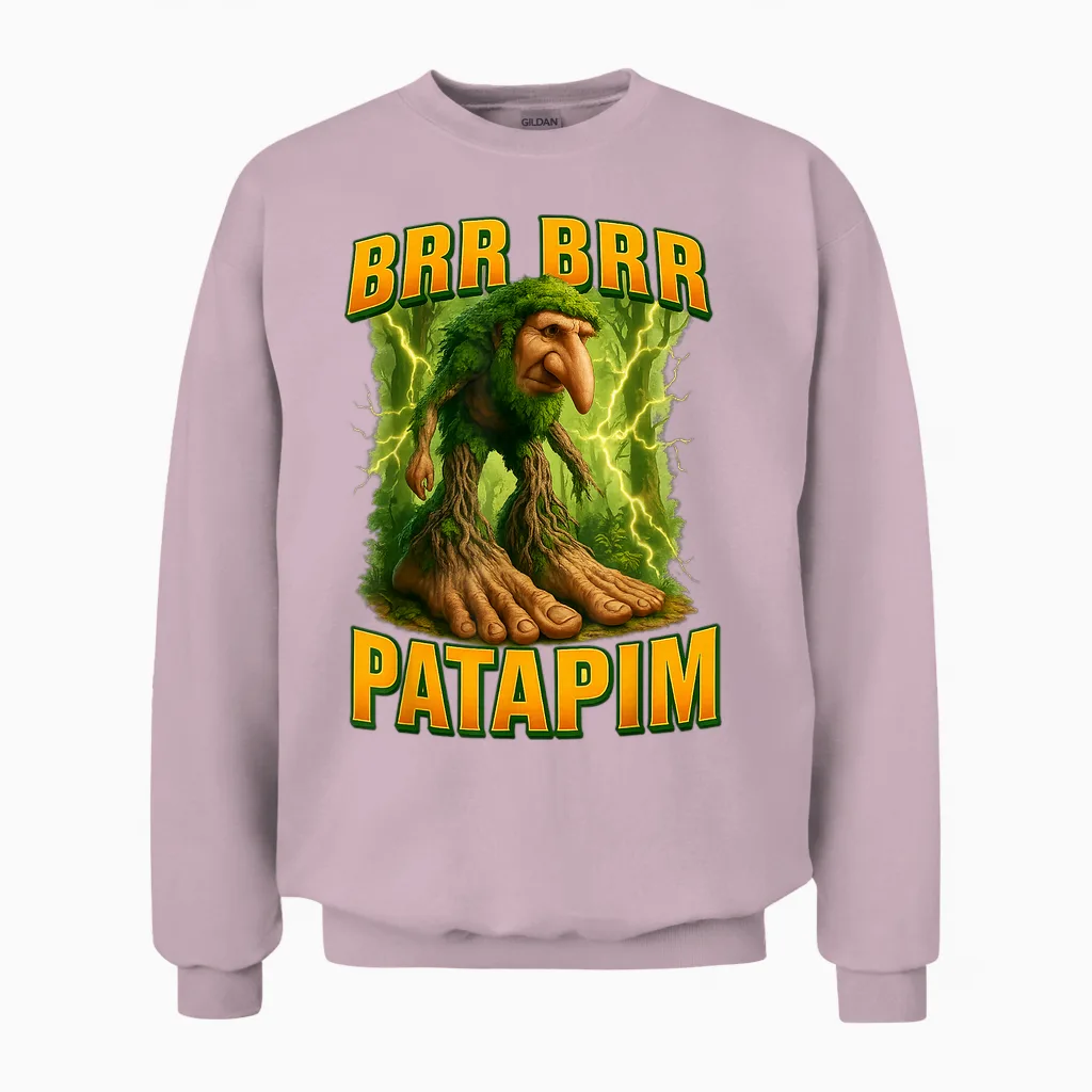 Brr Brr Patapim Meme Brainrot Unisex Sweatshirt in Light Pink