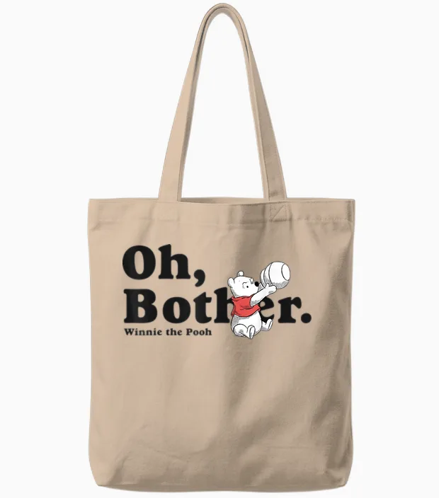 Disney Winnie the Pooh with Quote T-Shirt, White, S Tote Bags in Natural
