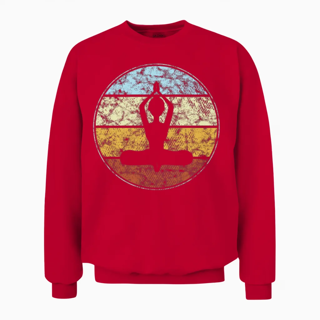 Meditation Retro Unisex Sweatshirt in Red