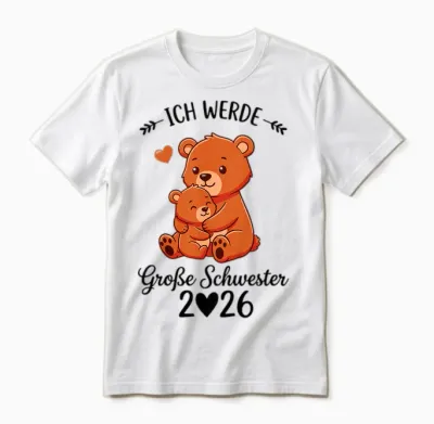 Kinder Ich Werde Große Schwester 2026 Unisex T-Shirt - White