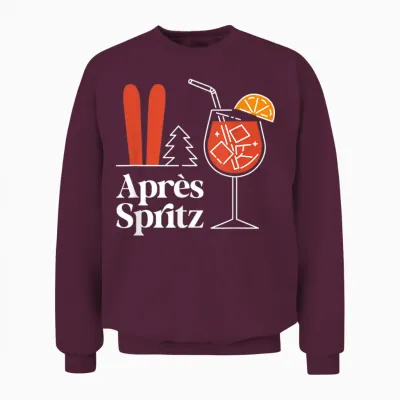 Après Spritz X Aperölchen Spritz & Skiing Skier Ski T-Shirt, Black Unisex Sweatshirt - Maroon