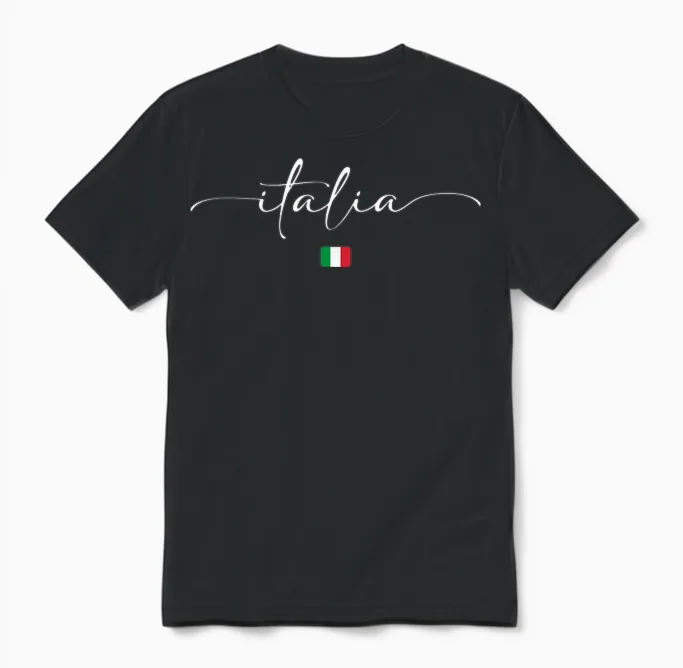 Italian Flag Italy Unisex T-Shirt in Black