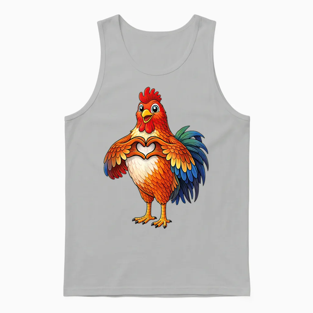 Hahn Mit Herz | Süßer Gockelhahn Mit Herzsymbol Unisex Tank Top in Ash