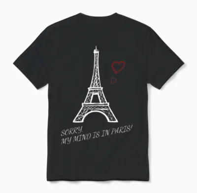 Paris Tshirt White Hearts Only Unisex T-Shirt - Black