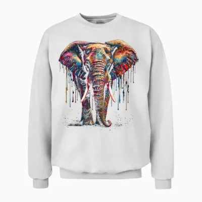 Elefant Kunst - Tier Bunt Zoo Elefant Unisex Sweatshirt - White