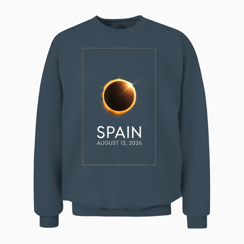 Eclipse Solaire 12 Août 2026 Espagne Total Unisex Sweatshirt in Dark Heather