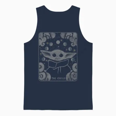 Star Wars Mandalorian the Child Tarot Card Unisex Tank Top - Navy