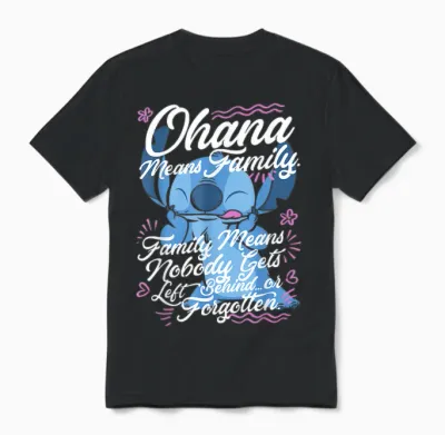 Disney Lilo & Stitch Stitch Day Ohana Means Family Unisex T-Shirt - Black