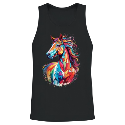 Sweet Horse Design - Colorful Horse Silhouette Unisex Tank Top - Black