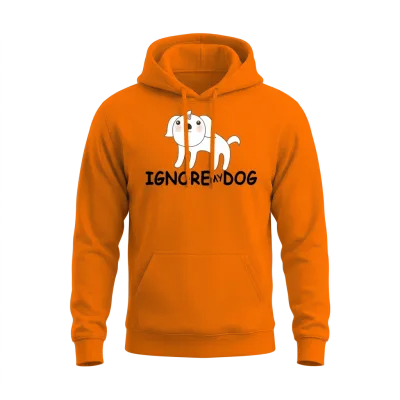 Ignore My Dog Funny Dog Pun Unisex Hoodie - Safety Orange