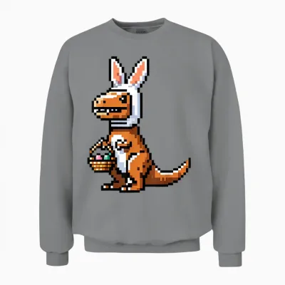 Verpixelter Dino Osterhase T-Rex Frohe Ostern Videospieler Unisex Sweatshirt - Sport Grey