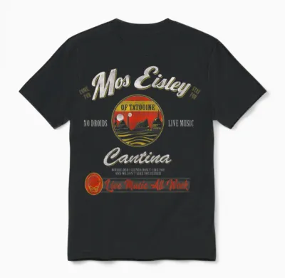 Star Wars Classic Mos Eisley Cantina Live Music All Week Ad Unisex T-Shirt - Black