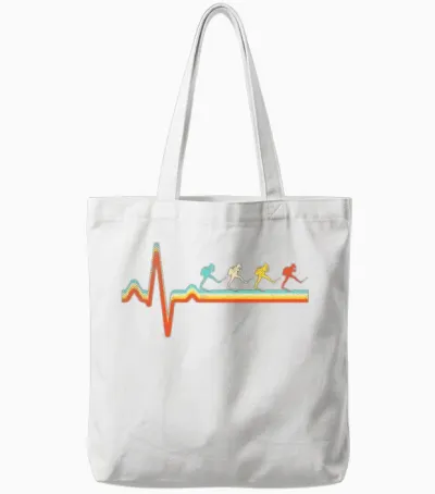 Diving Retro Heartbeat Tote Bags - White