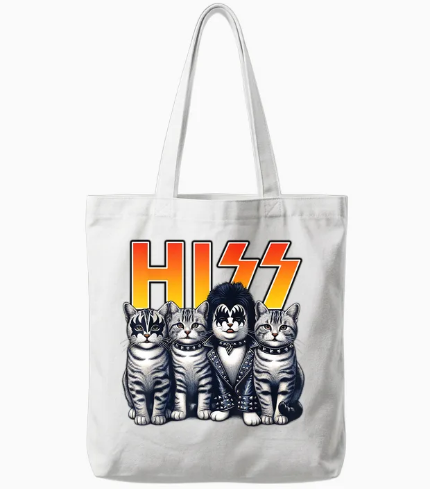 Cute Hiss Cats Rock Kittens Kitty Rocking Music Cat Lovers Tote Bags in White