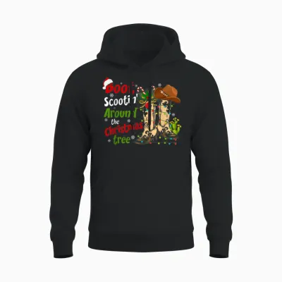 Boot Scootin' Around the Christmas Tree Country Western Unisex Hoodie - Black