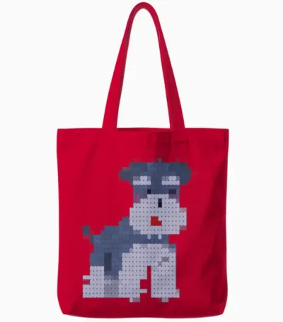 Miniature Pinscher Retro Pixels Tote Bags - Red