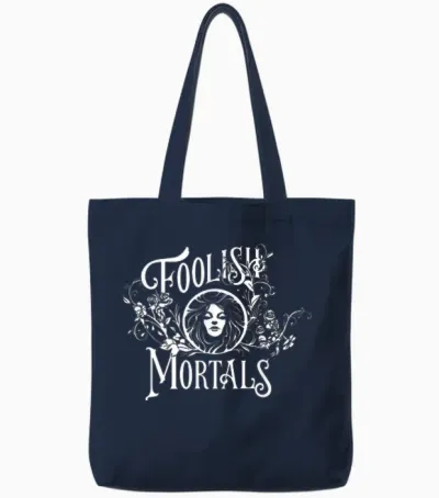 Disney Haunted Mansion Movie Madame Leota Foolish Mortals T-Shirt, Black, S Tote Bags - Navy