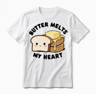 Butter Melts My Heart for Funny Lovers Unisex T-Shirt - White