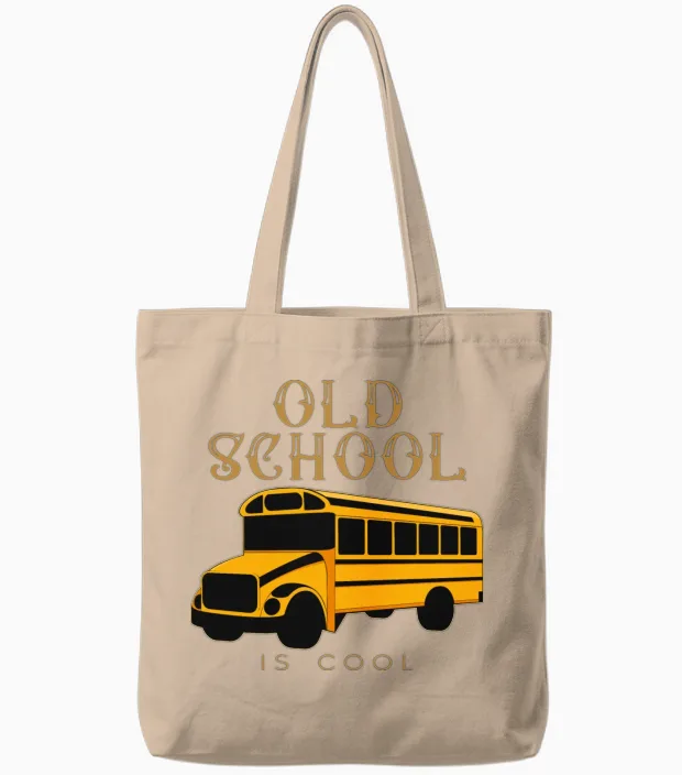 Old School Bus Converted into a Camping Caravan Tote Bags in Natural