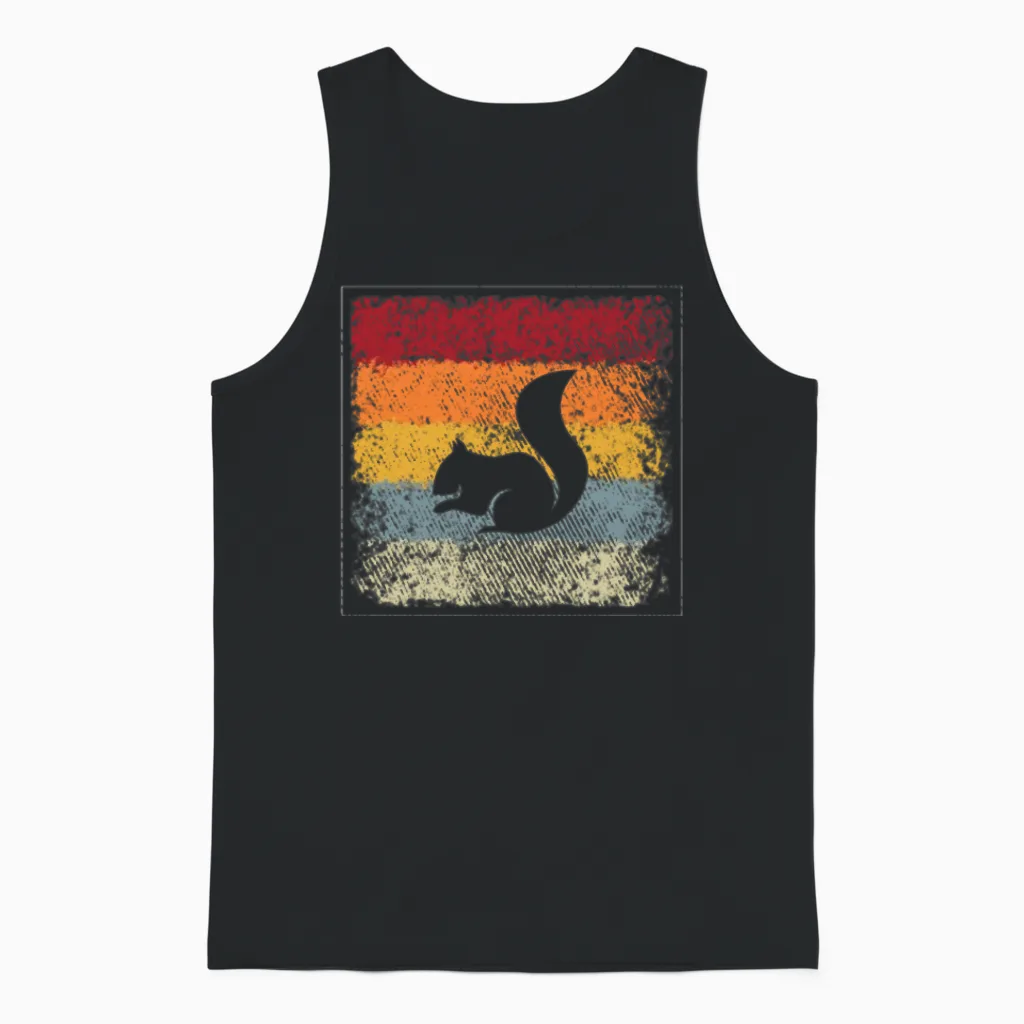 Squirrel Retro Unisex Tank Top in Black