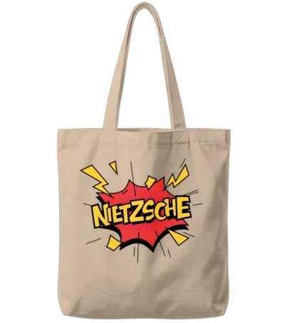 Nietzsche Comic Cartoon Boom Pop Art Tote Bags - Natural