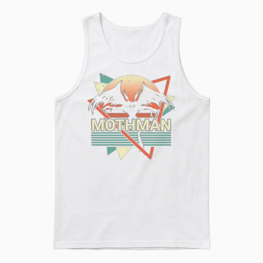 Mothman Cryptid Cryptozoology Retro Unisex Tank Top in White