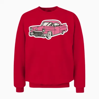 Retro Pink Cadillac Unisex Sweatshirt - Red